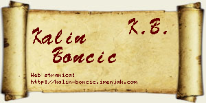 Kalin Bončić vizit kartica